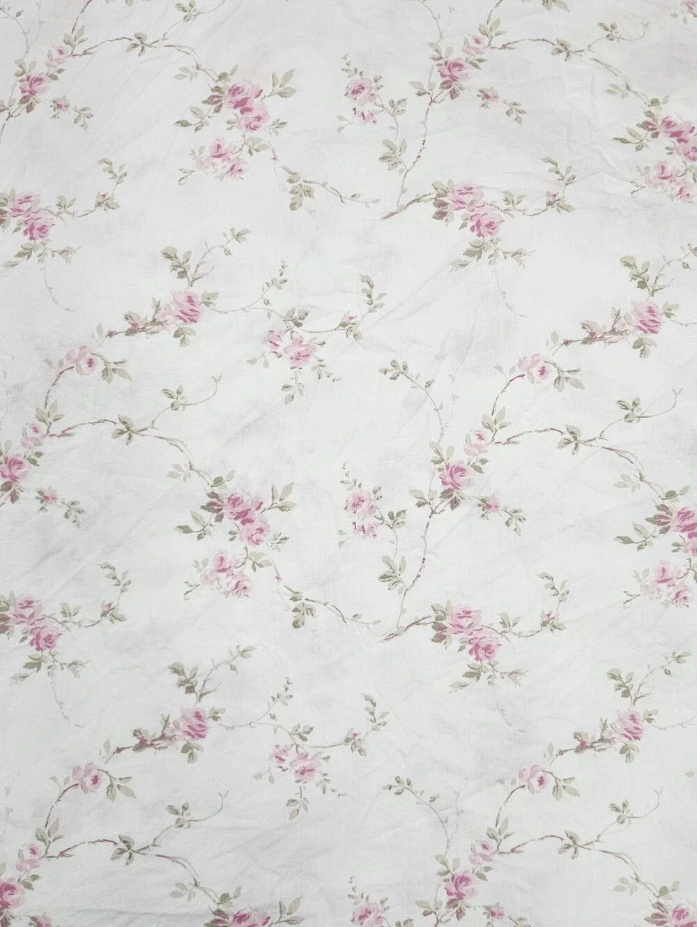 Rachel Ashwell Pink Roses Vining Micro Floral FULL Flat Sheet Shabby Cotton